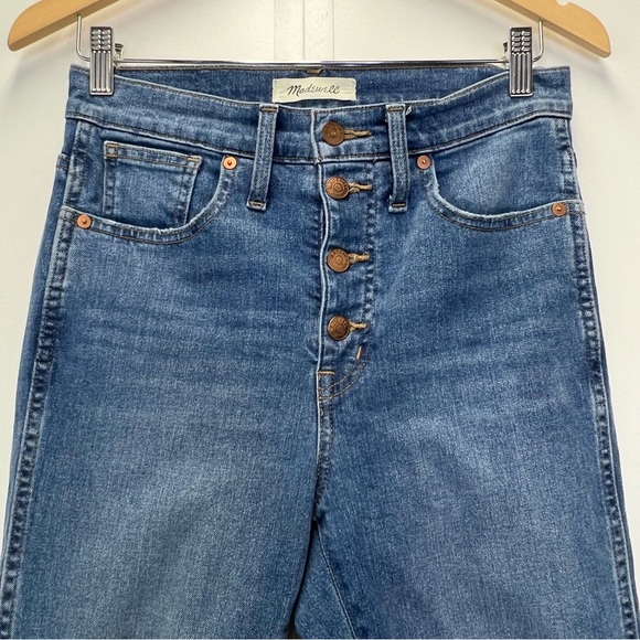 Madewell 10” High Rise Skinny Jeans Dewitt Wash Button Front - Picture 4 of 9